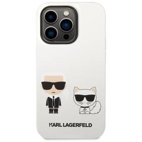 Kryt na mobil Karl Lagerfeld and Choupette Liquid Silicone na Apple iPhone 14 Pro (KLHCP14LSSKCW) bílý