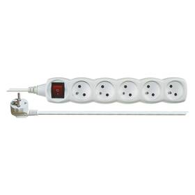Kabel prodlužovací EMOS 5x zásuvka, 5m, vypínač (1902150500) bílý