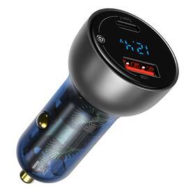 Adaptér do auta Baseus 1x USB, 1x USB-C, 65W (CCKX-C0A) šedý