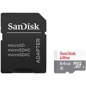 Paměťová karta SanDisk Micro SDXC Ultra Android 64GB UHS-I U1 (100R/20W) + adaptér (SDSQUNR-064G-GN3MA)
