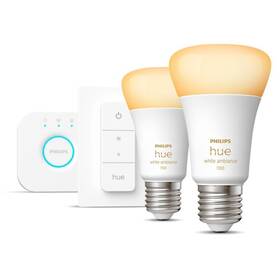 Startovací sada Philips Hue Bluetooth, 8W, E27, White Ambiance (2ks) + bridge + Switch (8719514291812)