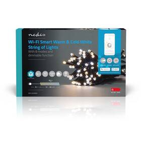 Vánoční osvětlení Nedis SmartLife LED, Wi-Fi, Teplá až studená bílá, 50 LED, 5 m, Android / IOS (WIFILX02W50) - rozbaleno - 24 měsíců záruka