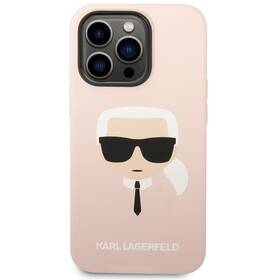 Kryt na mobil Karl Lagerfeld MagSafe Liquid Silicone Karl Head na Apple iPhone 14 Pro (KLHMP14LSLKHLP) růžový