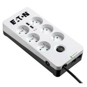 Přepěťová ochrana Eaton Protection Box 6x zásuvka, 2x USB, 2 x RJ-11, 1m (PB6TUF) černá/bílá