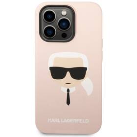 Kryt na mobil Karl Lagerfeld Liquid Silicone Karl Head na Apple iPhone 14 Pro Max (KLHCP14XSLKHLP) růžový