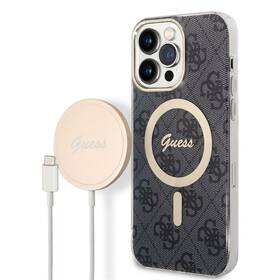 Kryt na mobil Guess 4G MagSafe na Apple iPhone 14 Pro Max + bezdrátová nabíječka (BUGUHMP14XH4EACSK) černý