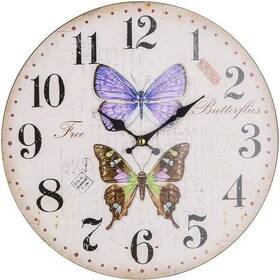 Nástěnné hodiny HOME DECOR BUTTERFLIES šedé/bílé