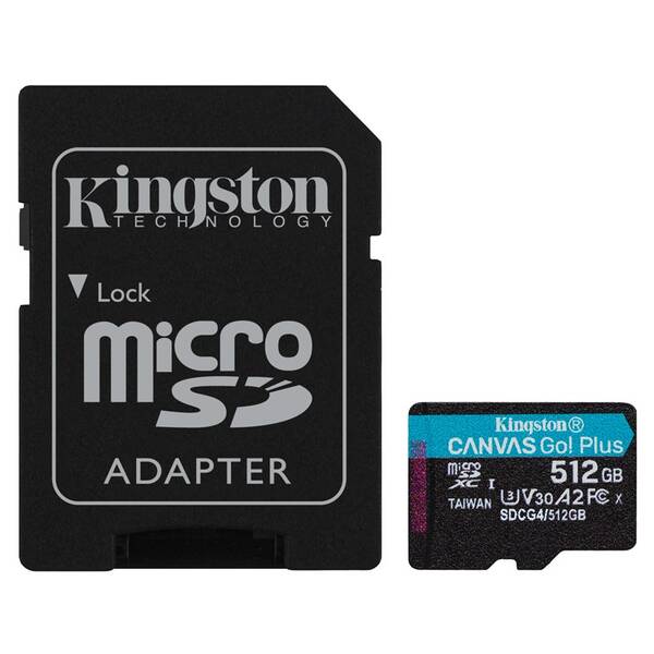 Paměťová karta Kingston MicroSDXC 512GB U3 UHS-I (200R/160W) + adaptér 

