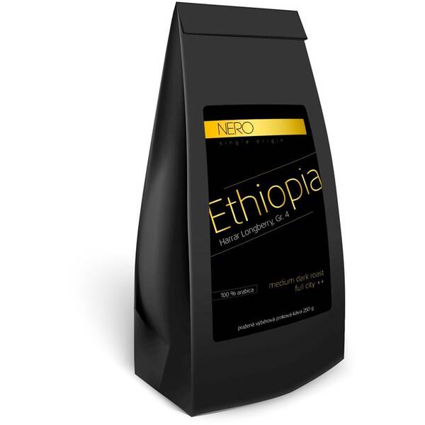 Káva zrnková Nero Caffé Etiopie Harrar, 250 g 

