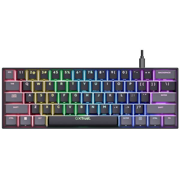 Klávesnice Trust GXT 867 Acira 60 Mini, US layout černá barva

