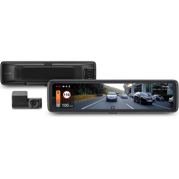 Autokamera Mio MiVue R850T 2.5K HDR E-Mirror (se zadní kamerou a GPS) černá barva
