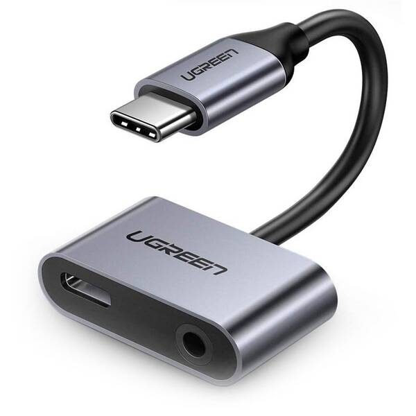 Redukce UGREEN USB-C/USB-C + 3.5mm Jack šedá barva
