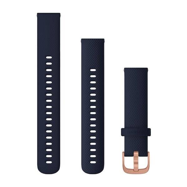 Řemínek Garmin Quick Release 18mm, silikonový tmavě modrý, růžovozlatá přezka 
