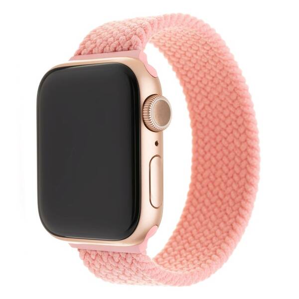 Řemínek FIXED Nylon Strap na Apple Watch 42/44/45/49 mm, velikost S růžová barva
