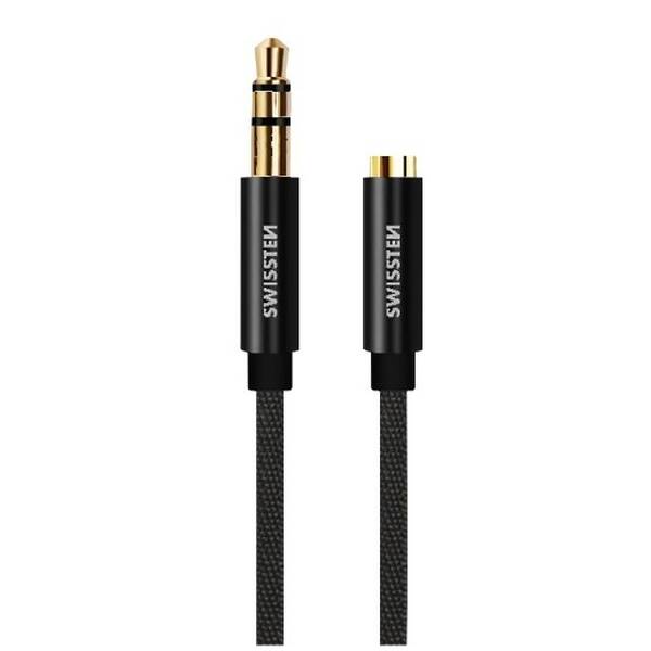 Kabel Swissten Jack 3,5 mm, prodlužovací,1,5 m černá barva
