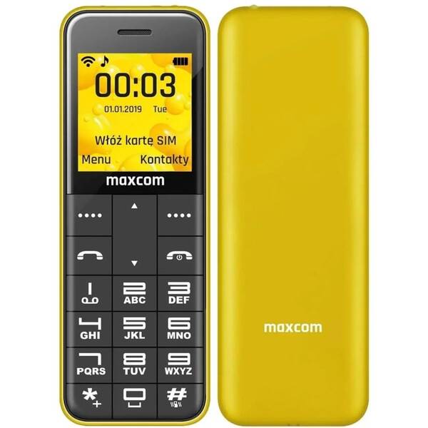 Mobilní telefon MaxCom Classic MM111 žlutá barva
