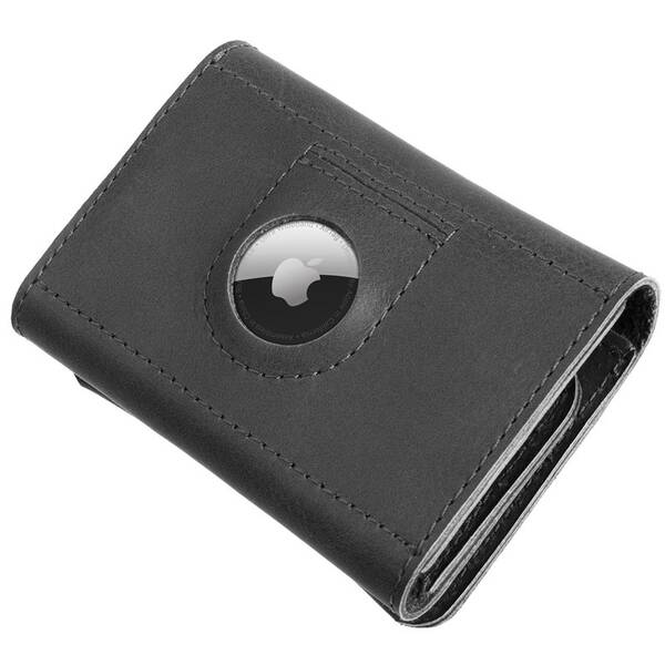 Peněženka FIXED Tripple Wallet pro AirTag z pravé hovězí kůže černá barva
