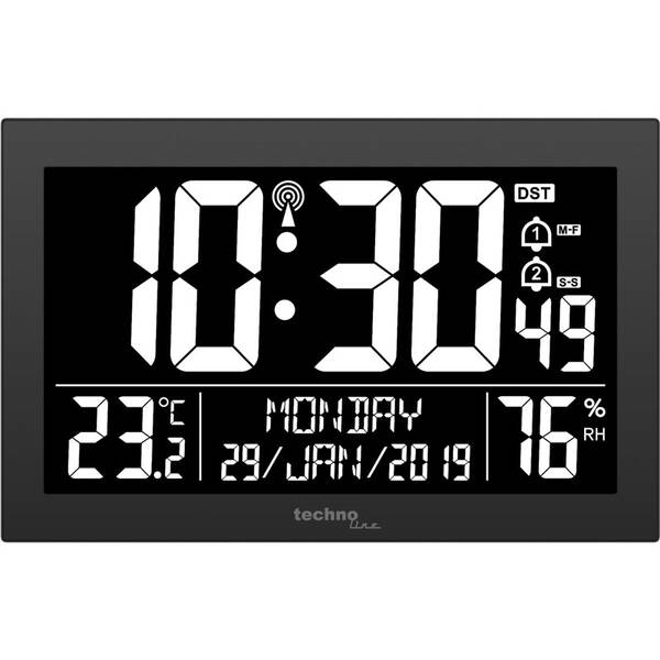 Nástěnné hodiny TechnoLine WS 8017 černá barva
