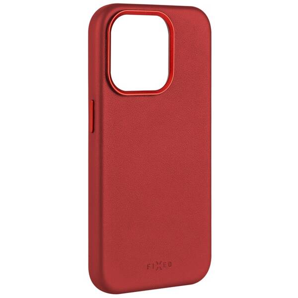 Kryt na mobil FIXED MagLeather s podporou MagSafe na Apple iPhone 15 Pro červená barva

