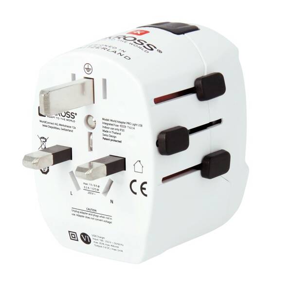 Cestovní adaptér SKROSS pro celý svět, USB/USB-C 45W bílá barva
