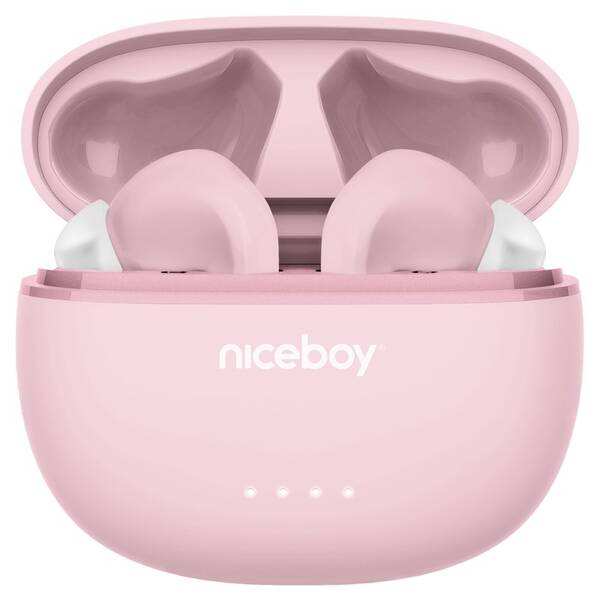 Sluchátka Niceboy HIVE Pins ANC 3 růžová barva

