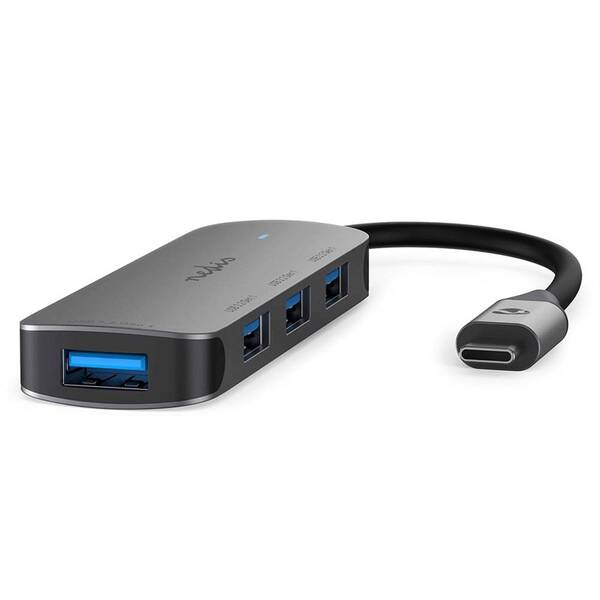 USB Hub Nedis USB-C/4×USB šedá barva
