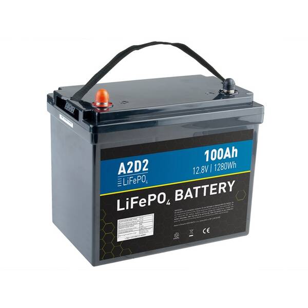 Akumulátor Avacom A2D2 LiFePO4 12,8V 100Ah M8 černá barva
