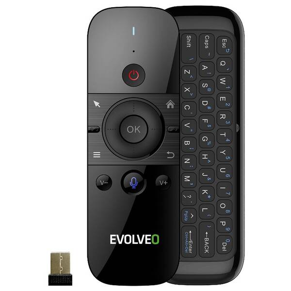 Dálkový ovladač Evolveo FlyMotion D1, bezdrátová gyroskopická myš s klávesnicí černá barva
