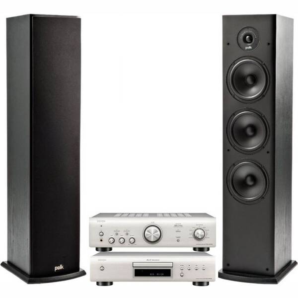 CD přehrávač Denon DCD-600NE + zesilovač PMA-600NE + reproduktory Polk T50 2 ks černá barva
