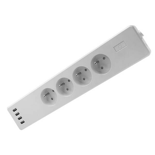 Kabel prodlužovací iQtech SmartLife WT004, Wi-Fi, 4x zásuvka + 4x USB, 1,8m 
