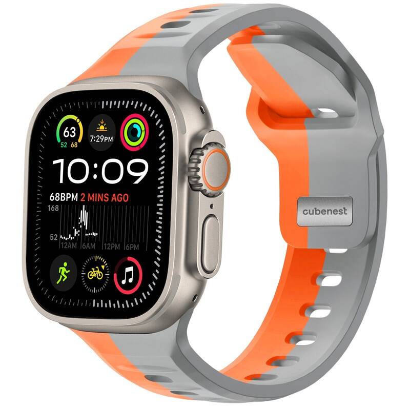 Product detail of CubeNest Premium Silikon Sport na Apple Watch 42/44/45/Ultra 49 mm (B01R001DLLUGROR) šedý/oranžový