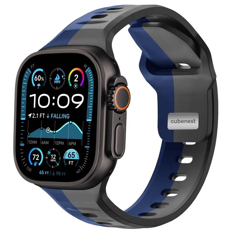 Product detail of CubeNest Premium Silikon Sport na Apple Watch 42/44/45/Ultra 49 mm - tmavě šedý/tmavě modrý (B01R001DLSPGRBL)