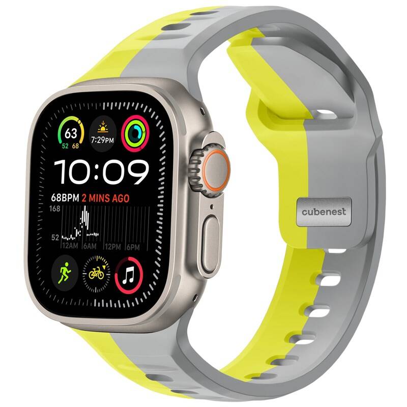 Product detail of CubeNest Premium Silikon Sport na Apple Watch 42/44/45/Ultra 49 mm (B01R001DLLUGRYE) šedý/žlutý