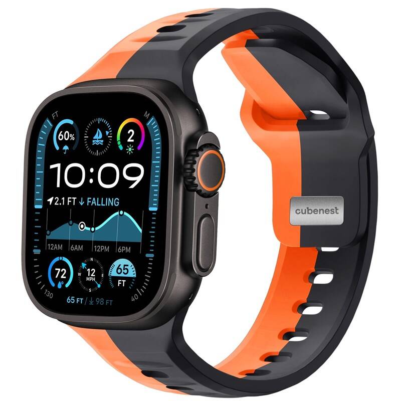 Product detail of CubeNest Premium Silikon Sport na Apple Watch 42/44/45/Ultra 49 mm (B01R001DLBKOR) černý/oranžový