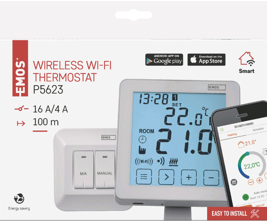 Pokojový programovatelný bezdrátový WiFi termostat EMOS P5623