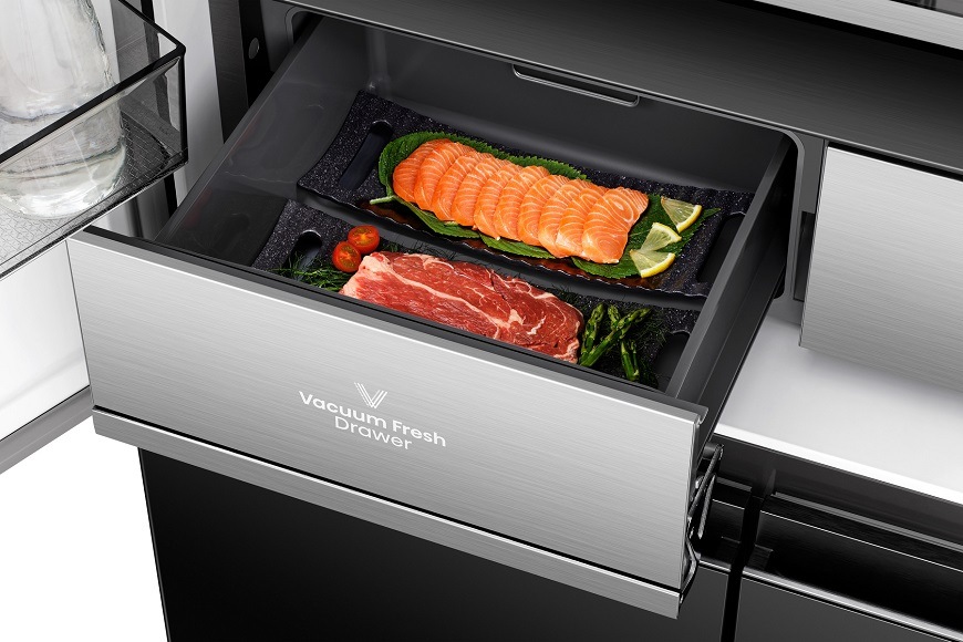 Americká chladnička Hisense RQ768N4GVE, nerez, Zásuvka Vacuum Fresh