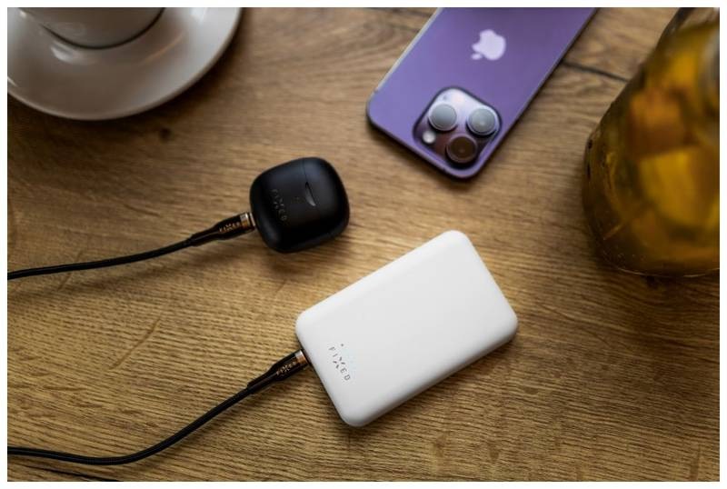 Powerbank FIXED MagZen s bezdrátovým nabíjením a podporou Magsafe, 6 000 mAh - bílá