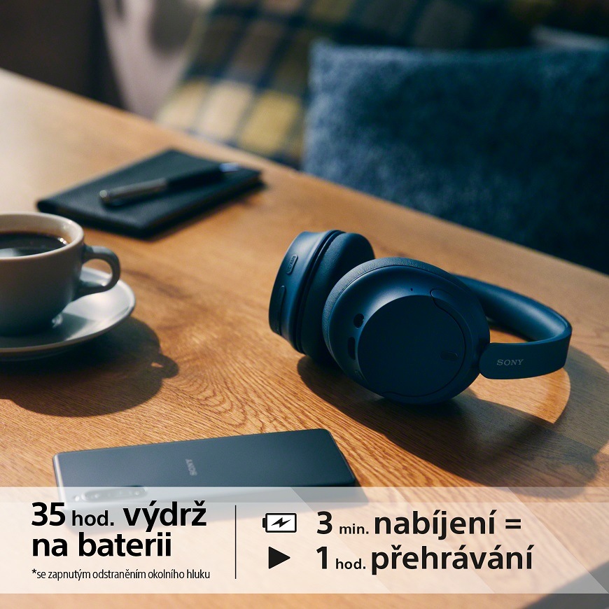 Sluchátka Sony WH-CH720N, modrá, výdrž 35 hodin