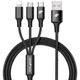 Kabel RhinoTech 3v1, USB/Micro USB, Lightning, USB-C, 1,2 m (RTACC321) černý