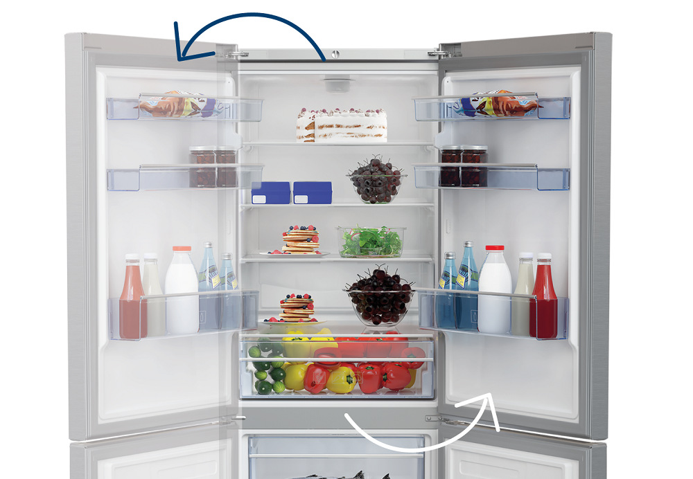 hladnička kombinovaná Beko B5RCNA406HG, šedá, možnost změny směru otevírání dveří