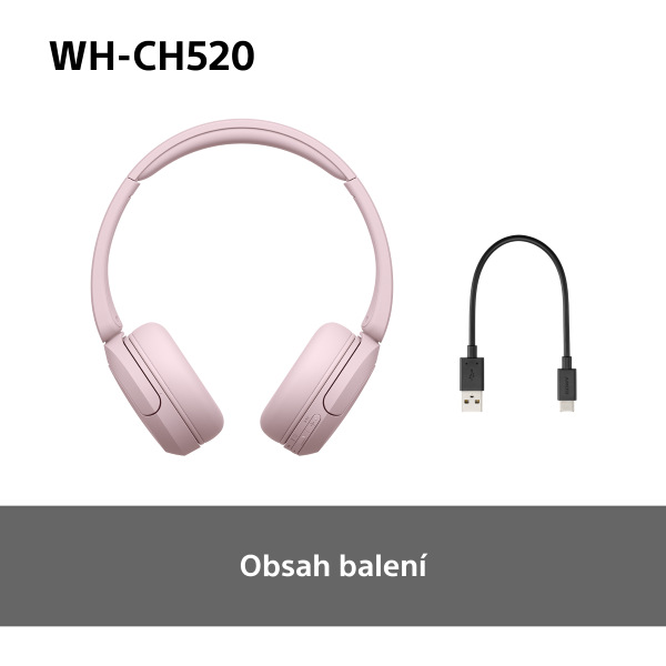 Sluchátka Sony WH-CH520 - růžová