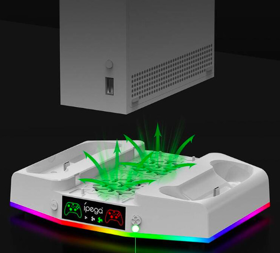 Dokovací stanice iPega RGB stojan s chlazením pro Xbox Series S + 2ks baterií - bílá