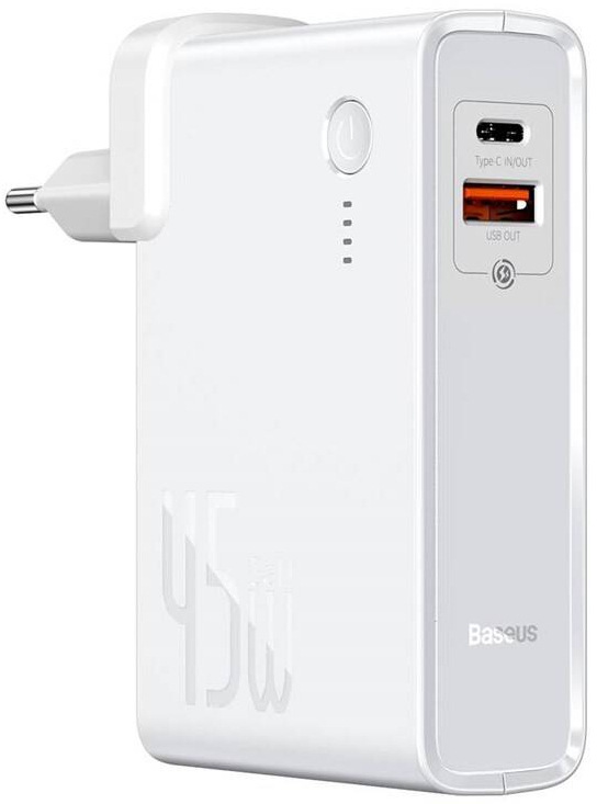 Baseus Power Station GaN 2 v 1 PowerBank + USB-C kabel, bílá
