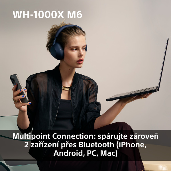 Sluchátka Sony WH-1000XM6, Noise Cancelling - modrá