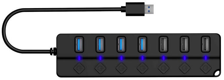 USB Hub Connect IT Mighty Switch 2, USB-A/ 4x USB-A 3.0, 3x USB-A 2.0 - černý