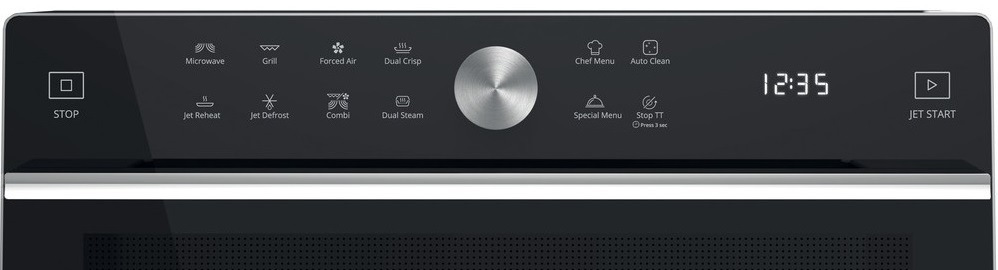 Mikrovlnná trouba Whirlpool MWSC 933 SB, černá, detail ovládacího panelu