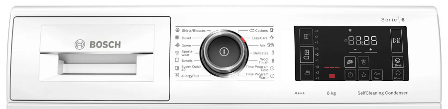Bosch WTW876LBY ovládací panel