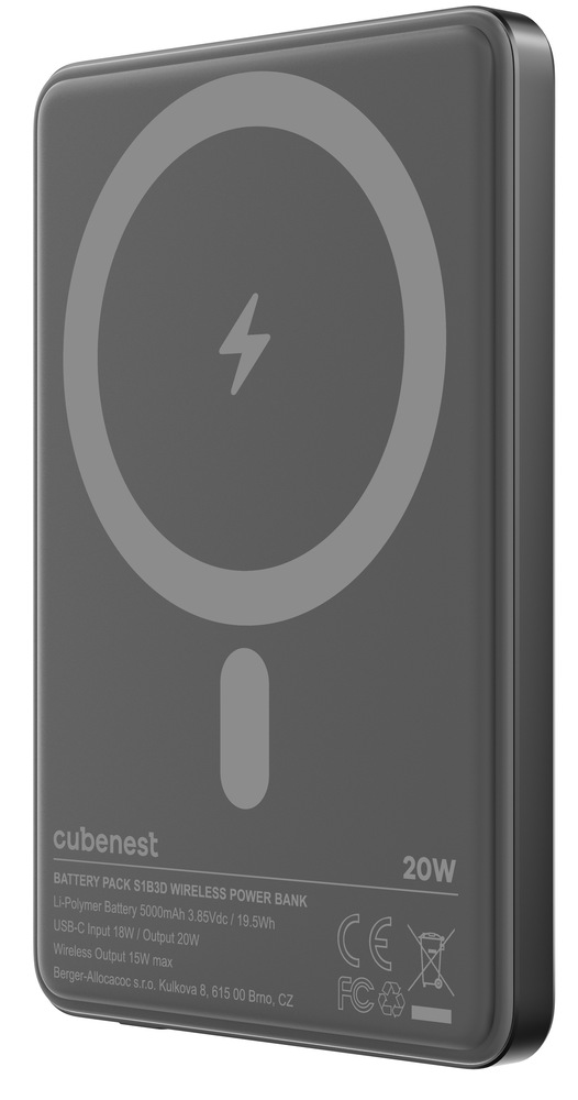 Powerbank CubeNest SlimDual MagSafe 5000 mAh - černá