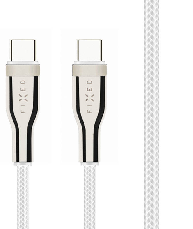 Kabel FIXED USB-C/USB-C s podporou PD, 100W, 1,2m - bílý