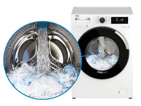 Pračka Beko Beyond B5WFU58418WCSHBC, aqua tech 